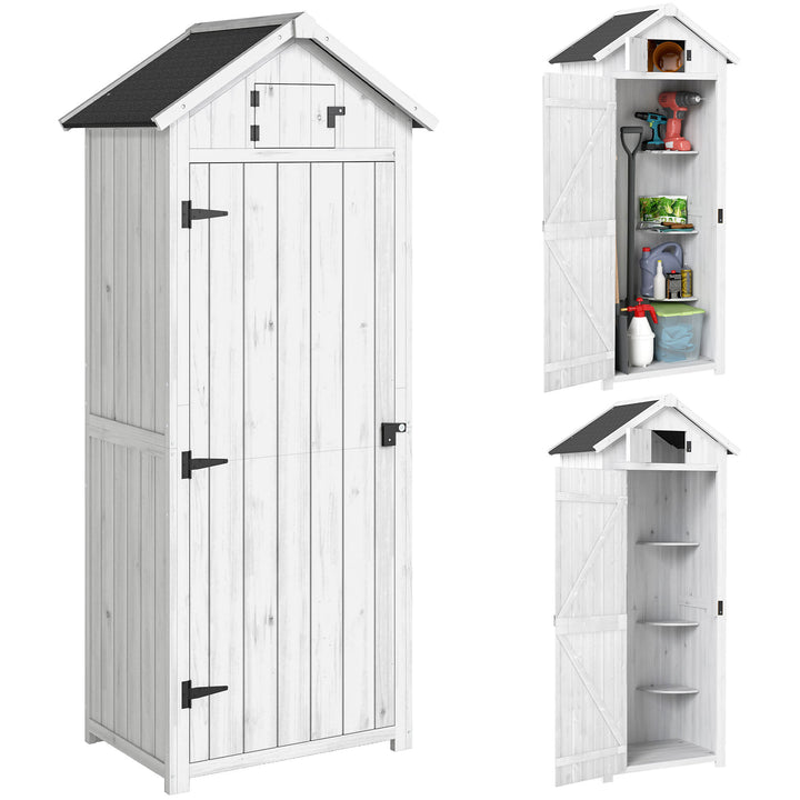 Small Shed, Tall Slim Wooden Garden Shed with 3 Removable Shelves and 