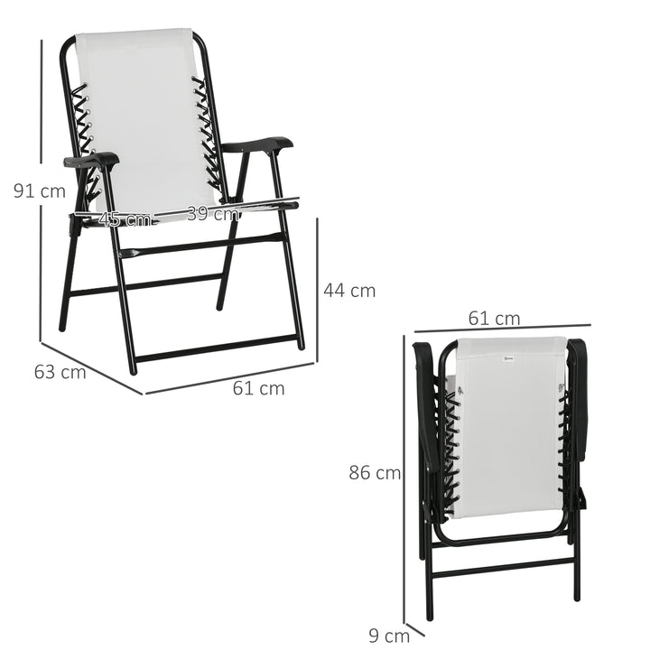 Set of 6 Patio Folding Chair Set, Garden Portable Outdoor Chairs with Armrest and Breathable Mesh Fabric Seat and Backrest, for Camping, Beach, Deck, Lawn, Cream White