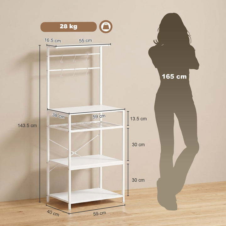 Freestanding Shelving Unit, Industrial Storage Shelf with 6 Hooks and 
