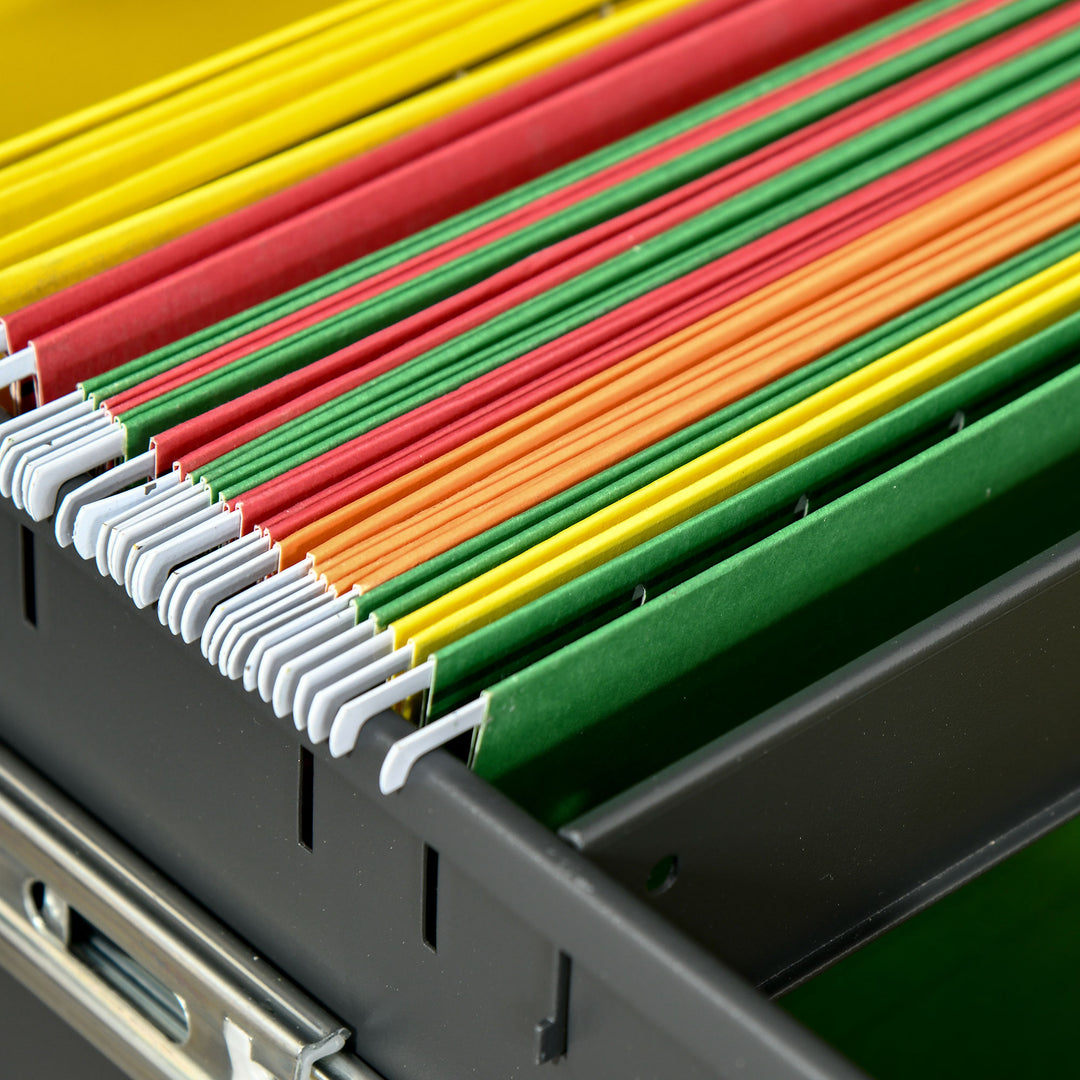 MCL Metal Mobile File Cabinet with Wheels, Lockable 2 Drawer Filing Cabinet for A4, Legal, Letter, Compact Under Desk Storage Unit with Pre-Assembled Body for Home Office, 39 x 48 x 67cm, Black