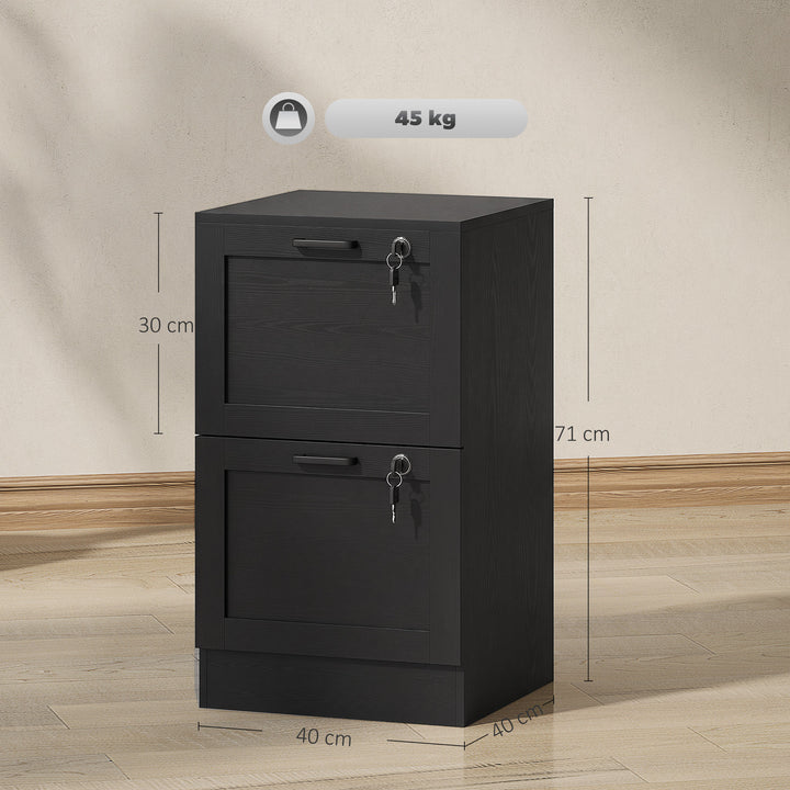 2-Drawer Filing Cabinet with Lock - Black