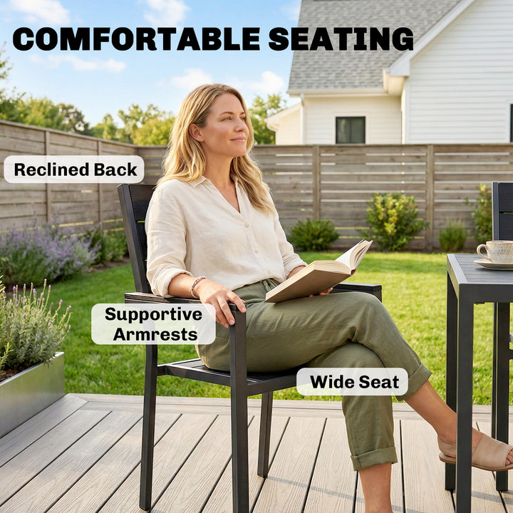 7 Pieces Outdoor Dining Set, Patio Table and Chairs for 6, Garden Dini