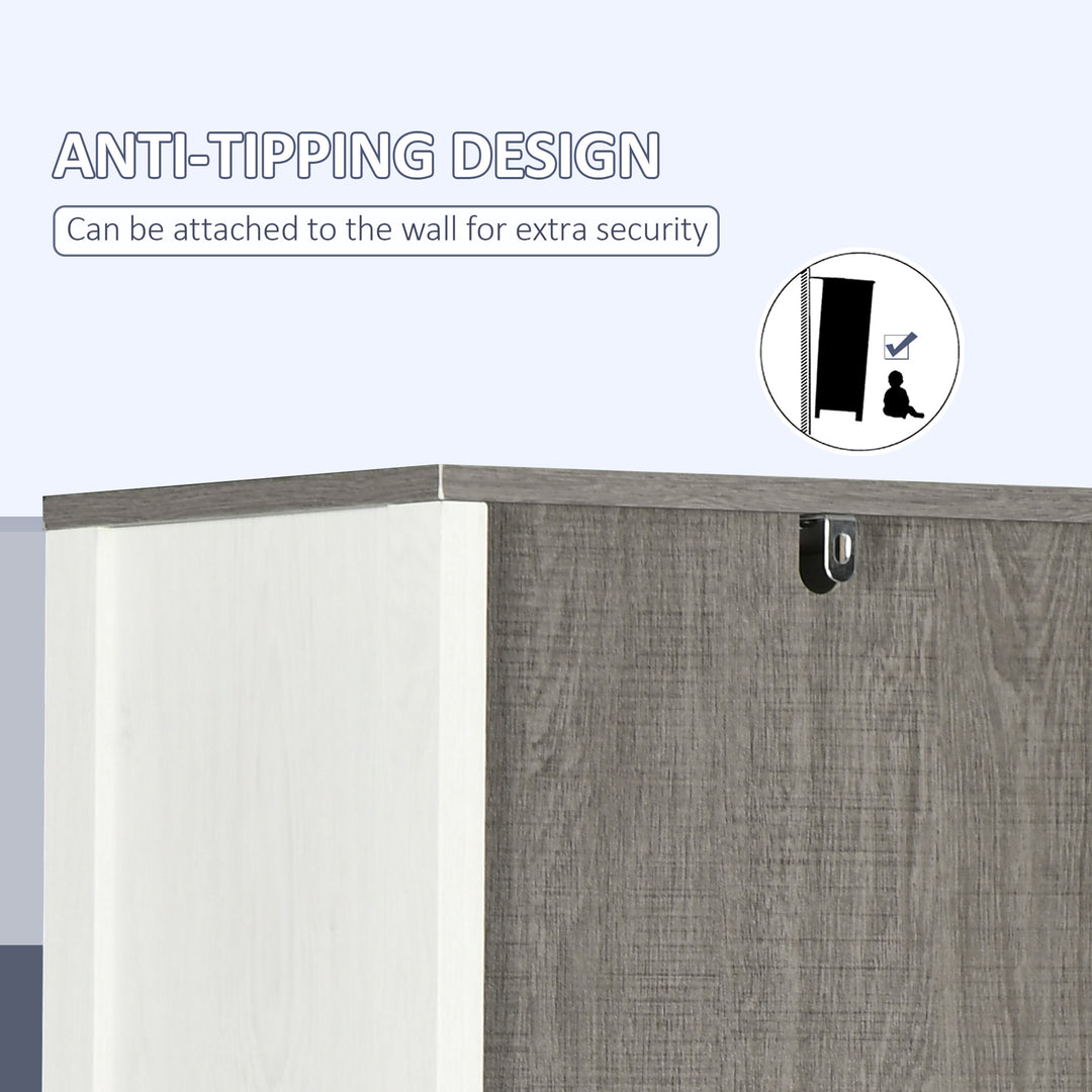 Tall Bathroom Storage Cabinet, Freestanding Tower Cabinet with 3 Open Shelves and Adjustable Shelf, Antique White