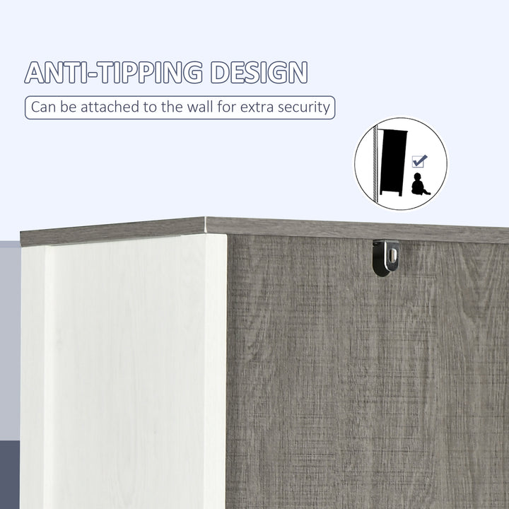 Tall Bathroom Storage Cabinet, Freestanding Tower Cabinet with 3 Open Shelves and Adjustable Shelf, Antique White