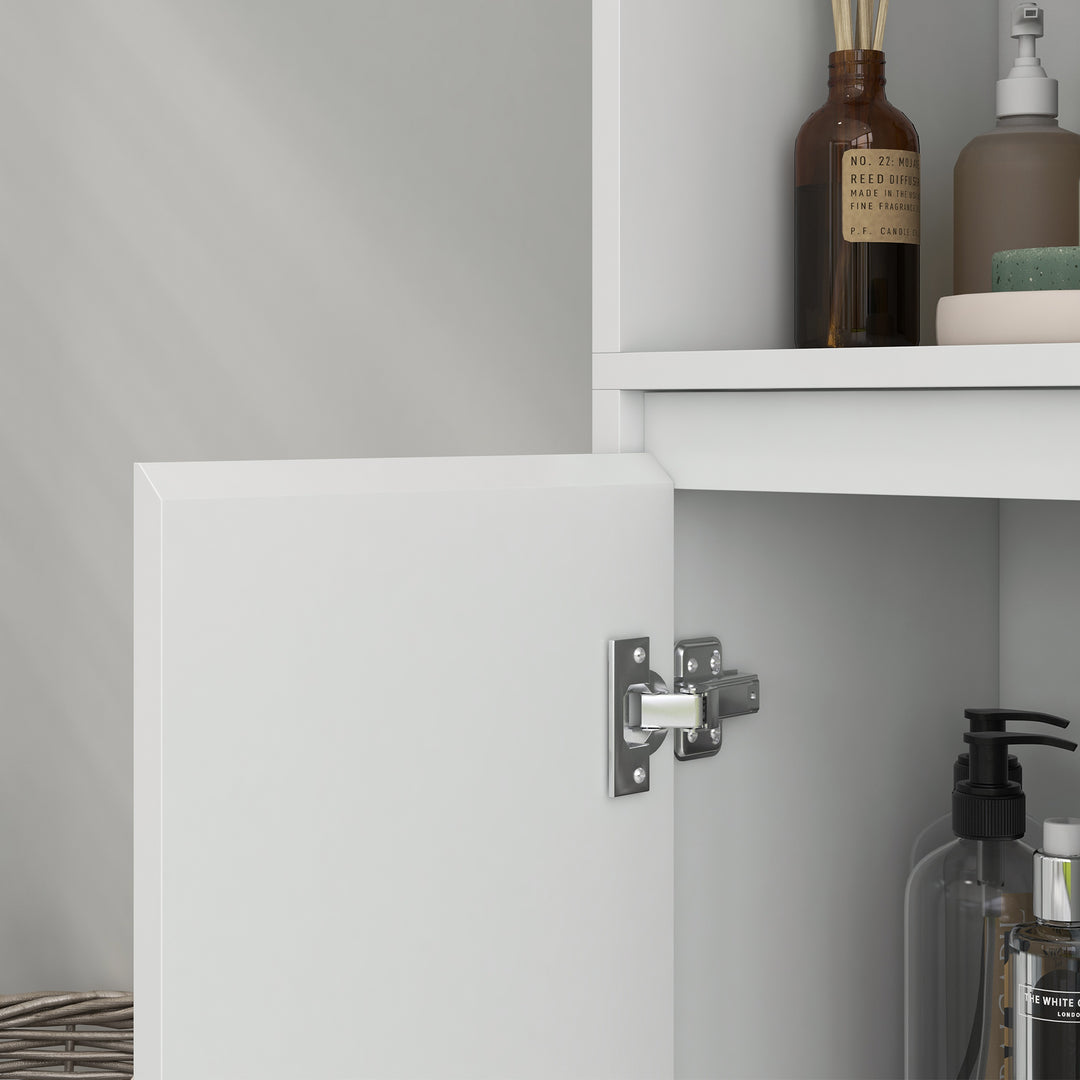 Narrow Bathroom Cabinet, Slim Bathroom Storage Unit with Open Compartment, Freestanding Storage Cupboard for Small Spaces, 30 x 30 x 160 cm, White