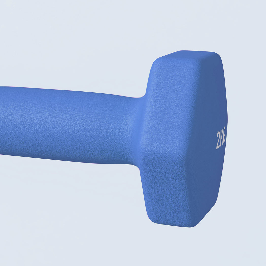2 x 2kg Hexagonal Dumbbells Weights Set with Non-Slip Grip for Home Gym Workout, Blue