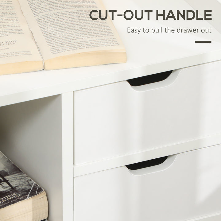 MCL Bedside Table, Small Bedside Cabinet with 2 Drawers and Storage Shelves, Modern Nightstand for Bedroom, White