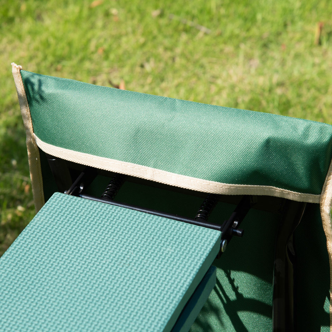 Steel Frame Padded Garden Kneeler, with Tool Bag - Green