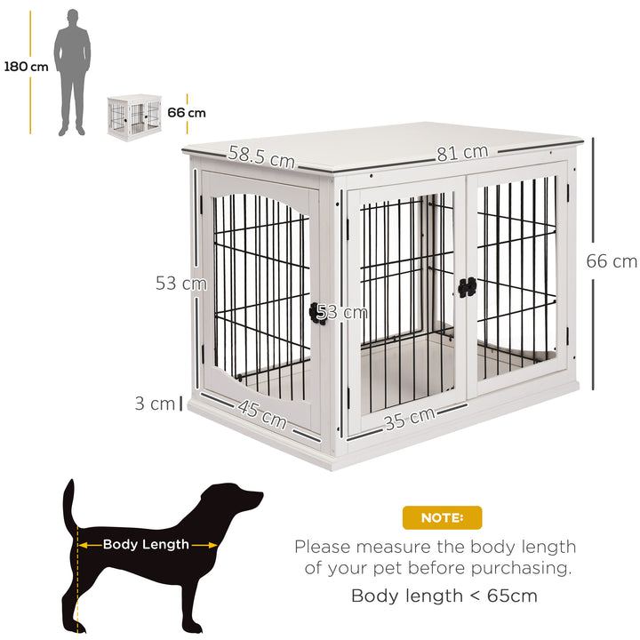 PawHut MDF 3-Door Small Indoor Pet Cage White | Aosom UK