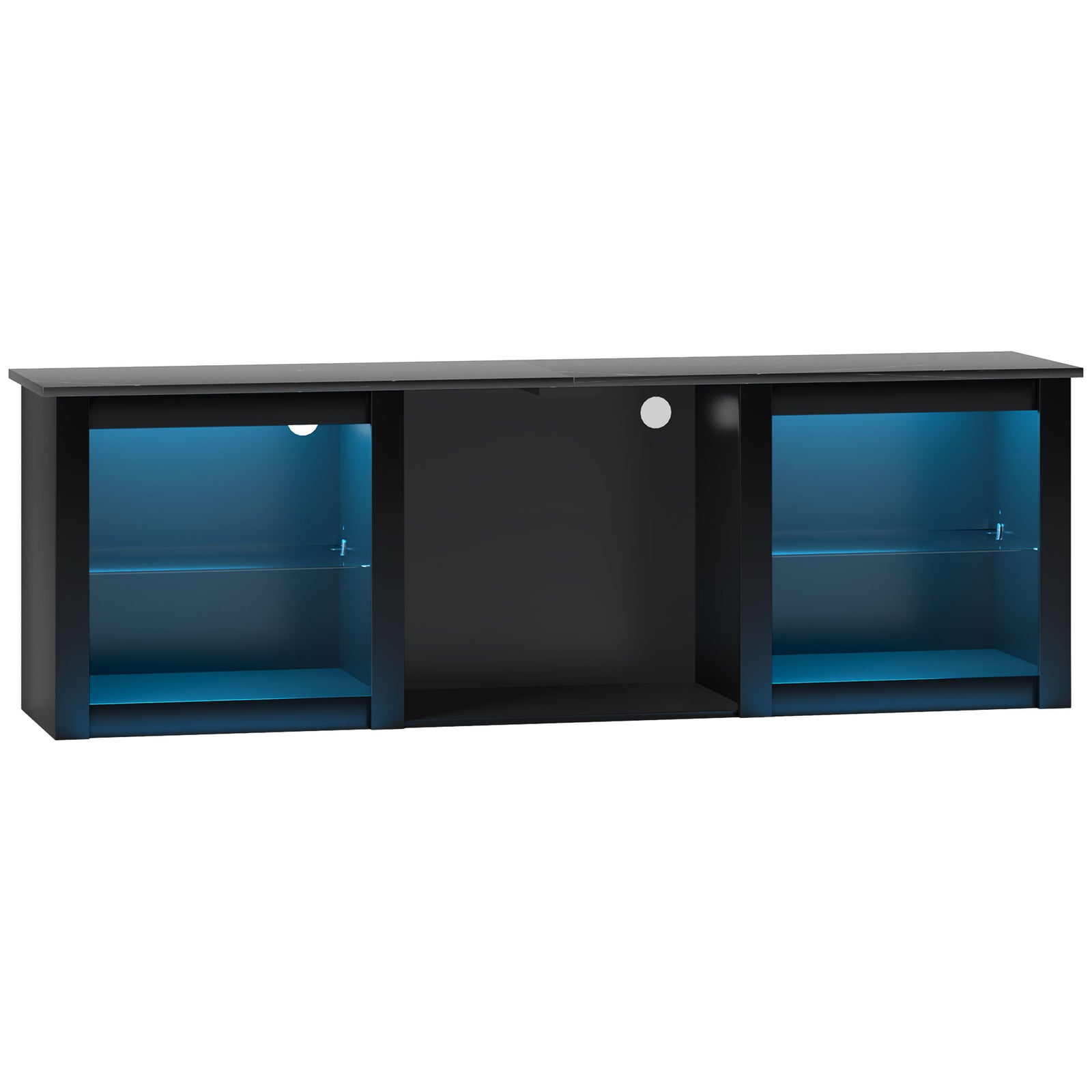65" TV Stand, with LED Lights and Storage - Black
