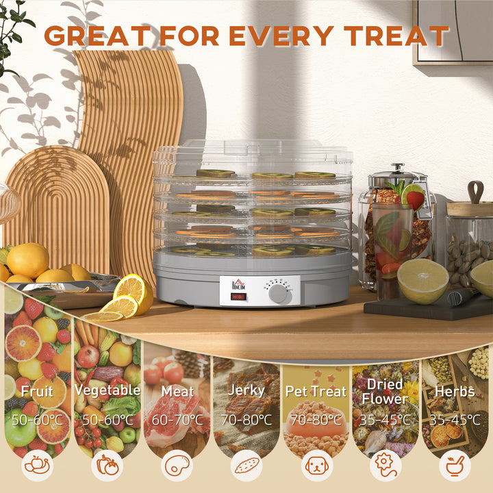 5 Tier Food Dehydrator, 245W Food Dryer Machine with Adjustable Temperature Control for Drying Fruit, Meat, Vegetable, Jerky and Pet Treat, Grey