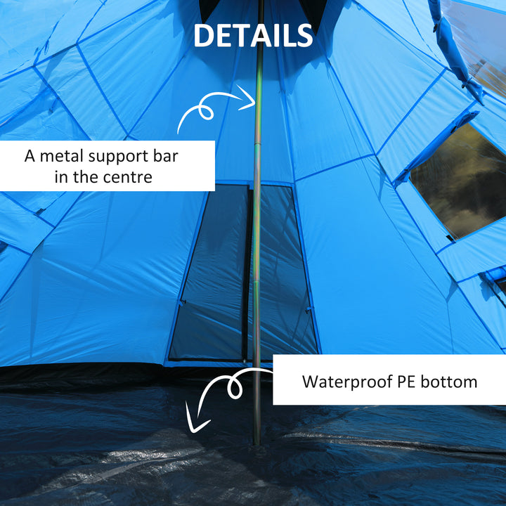 6 Men Tipi Tent with Carry Bag - Blue