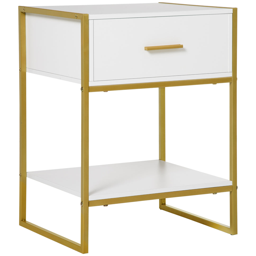 Modern Bedside Table - White