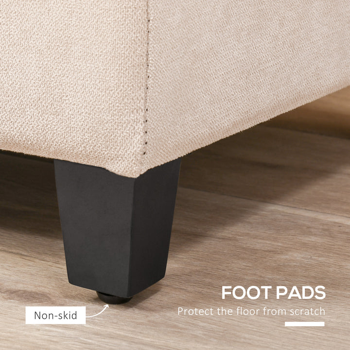 Linen Storage Ottoman, End of Bed Bench, Padded Footrest Seat with Tufting Design, Hinged Lid and Wood Frame 125L x 49W x 41.5H cm Beige
