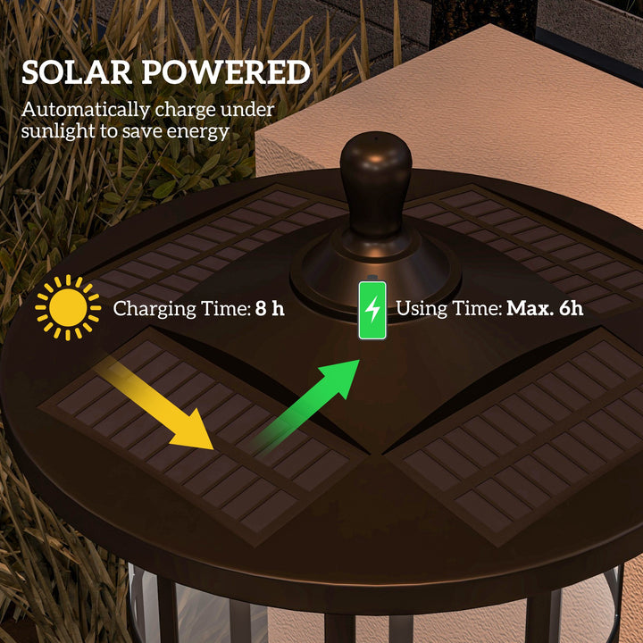 Set of Two 1.8m Traditional Style Solar Lamp Posts - Black