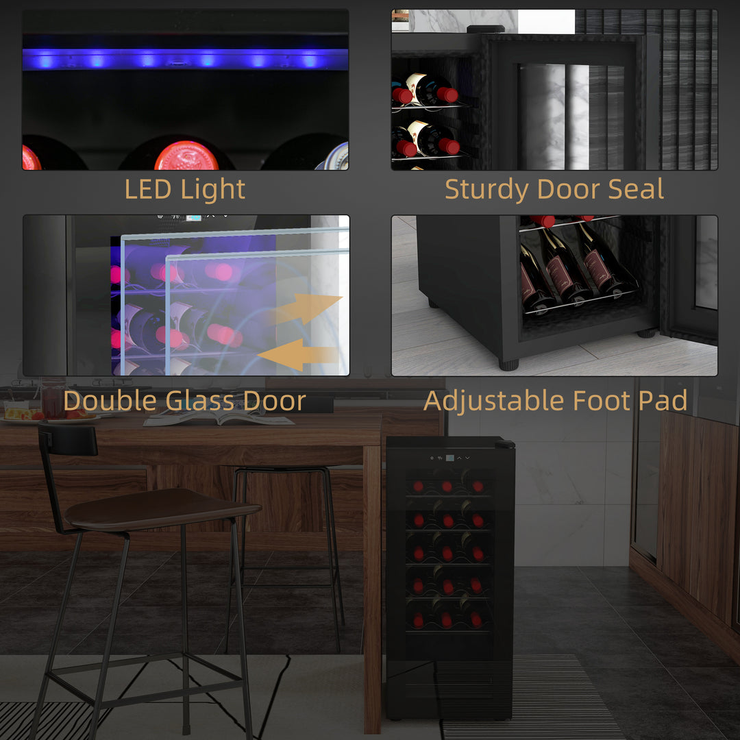 18-Bottle Narrow Wine Fridge, with Lights - Black