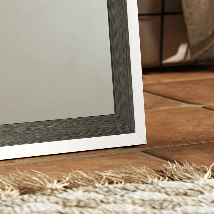 162.6 cm Two-Tone Full Length Mirror - White/Grey-Tone