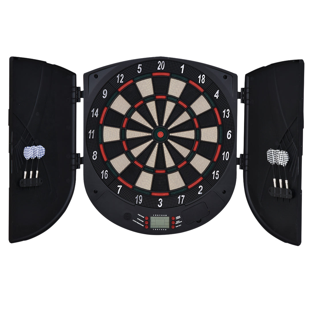 MCL  Electronic Dartboard Set 26 Games and 185 Variations with 6 Darts and Cabinet to Stroage Multi-Game Option Ready-to-Play