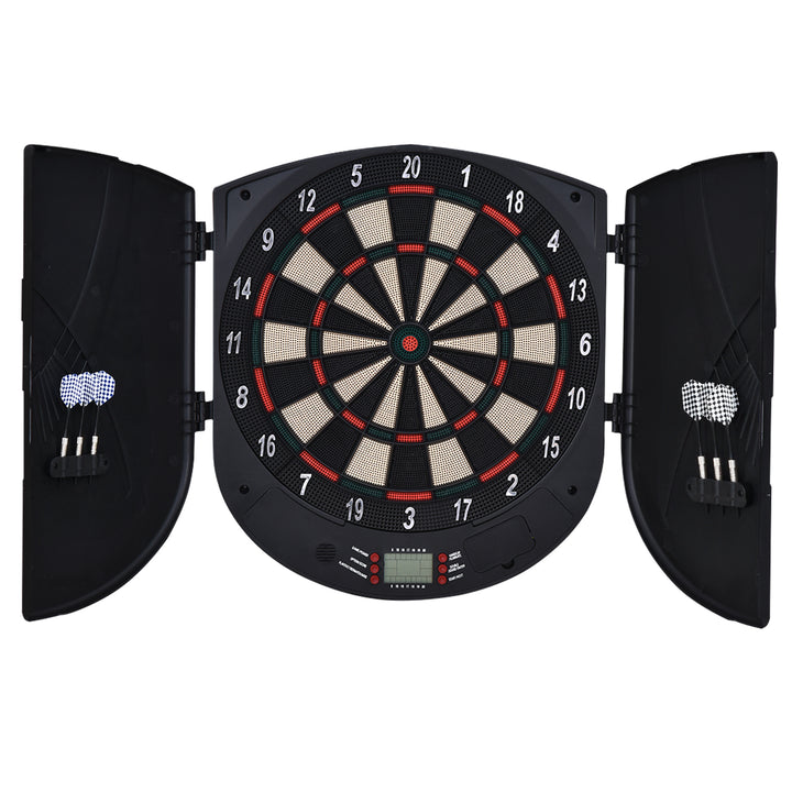 MCL  Electronic Dartboard Set 26 Games and 185 Variations with 6 Darts and Cabinet to Stroage Multi-Game Option Ready-to-Play