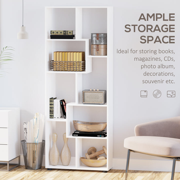 MCL Bookshelf, Tall Bookcase, Modern Room Divider, 8 Cube Storage Unit, Freestanding Storage Shelf for Living Room, Bedroom, Home Office, 70 x 24 x 178 cm, White