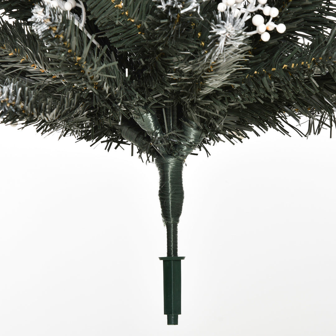 4FT Artificial Snow-Dipped Christmas Tree Xmas | Home Home Indoor Decoration | Removable Stand w/ White Berries Star Topper Branch Green