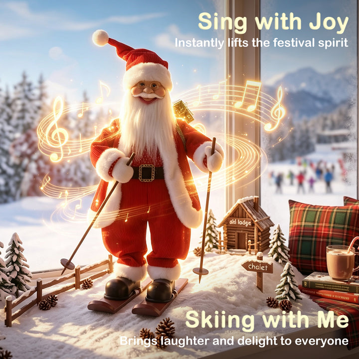 2ft Singing Skiing Santa Claus, Standing Christmas Animated Santa - view 4