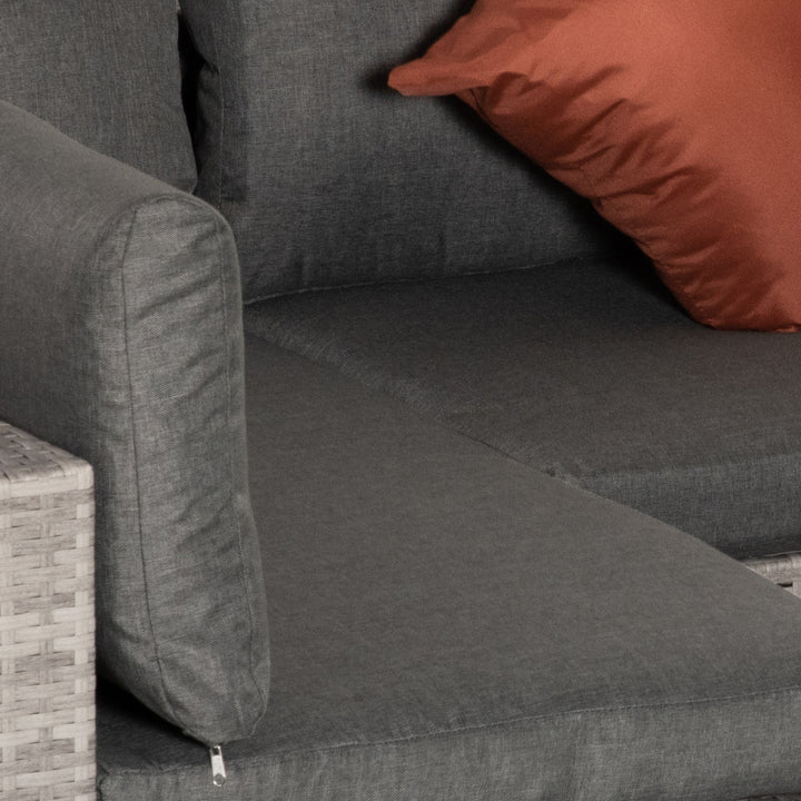 Four-Piece Half-Square Rattan Sofa Set - Mixed Grey