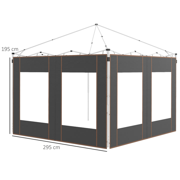 Outsunny Gazebo Side Panels, 2 Pack Sides Replacement, for 3x3(m) or 3x6m Pop Up Gazebo, with Doors and Windows, Grey