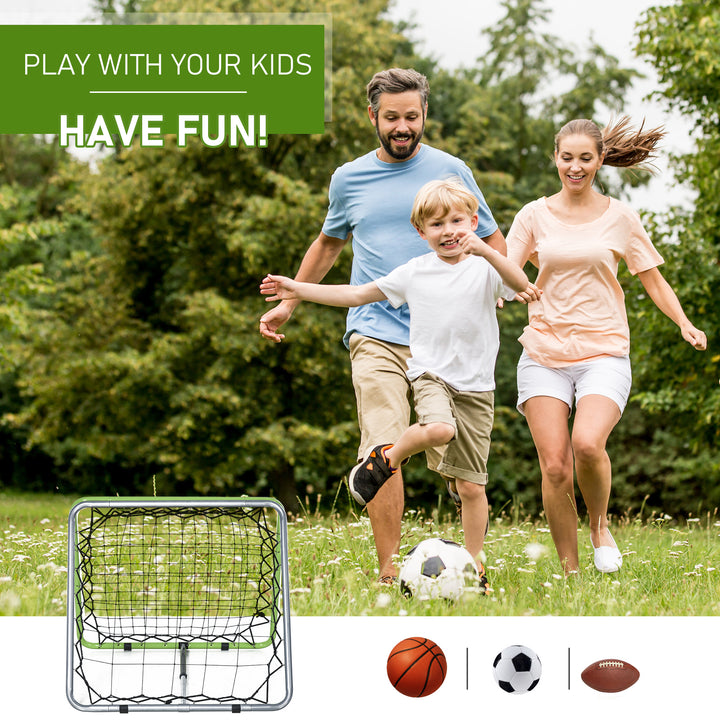 Football Training Net, Soccer Kickback Target Goal Both Side Rebounder Net, Adjustable Angle Goal Training Set for Kids and Children to Practice in Playground, Backyard