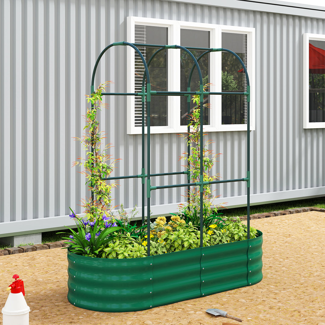 Galvanised Raised Garden Bed with Arched Trellis, 4 x 2 x 4.6ft Metal 