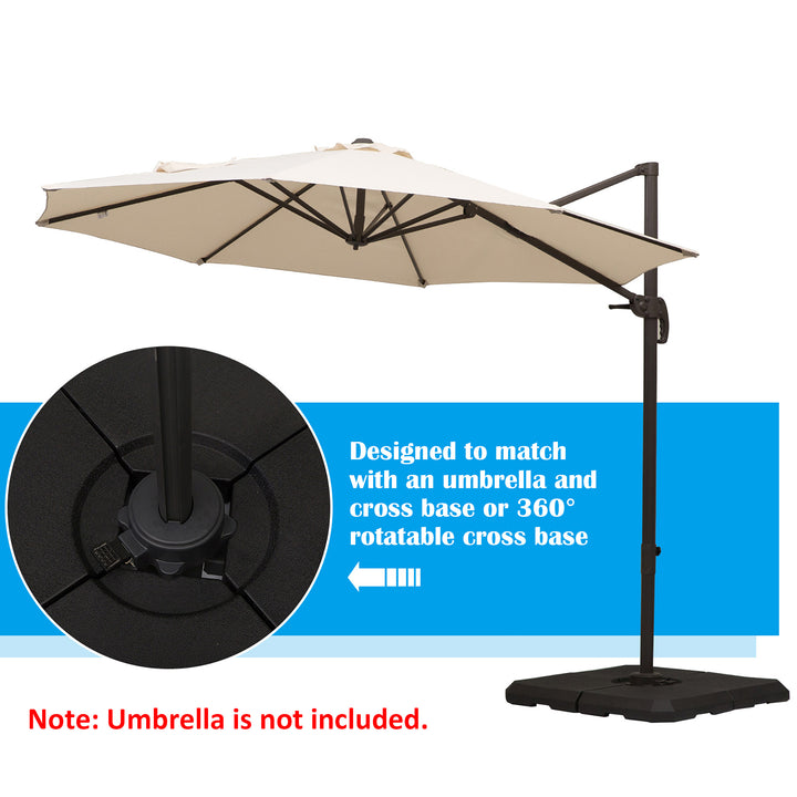 Set of 4 Parasol Base Stand Weights for Cantilever Parasols, Water and Sand Filled, Up to 120kg, Black