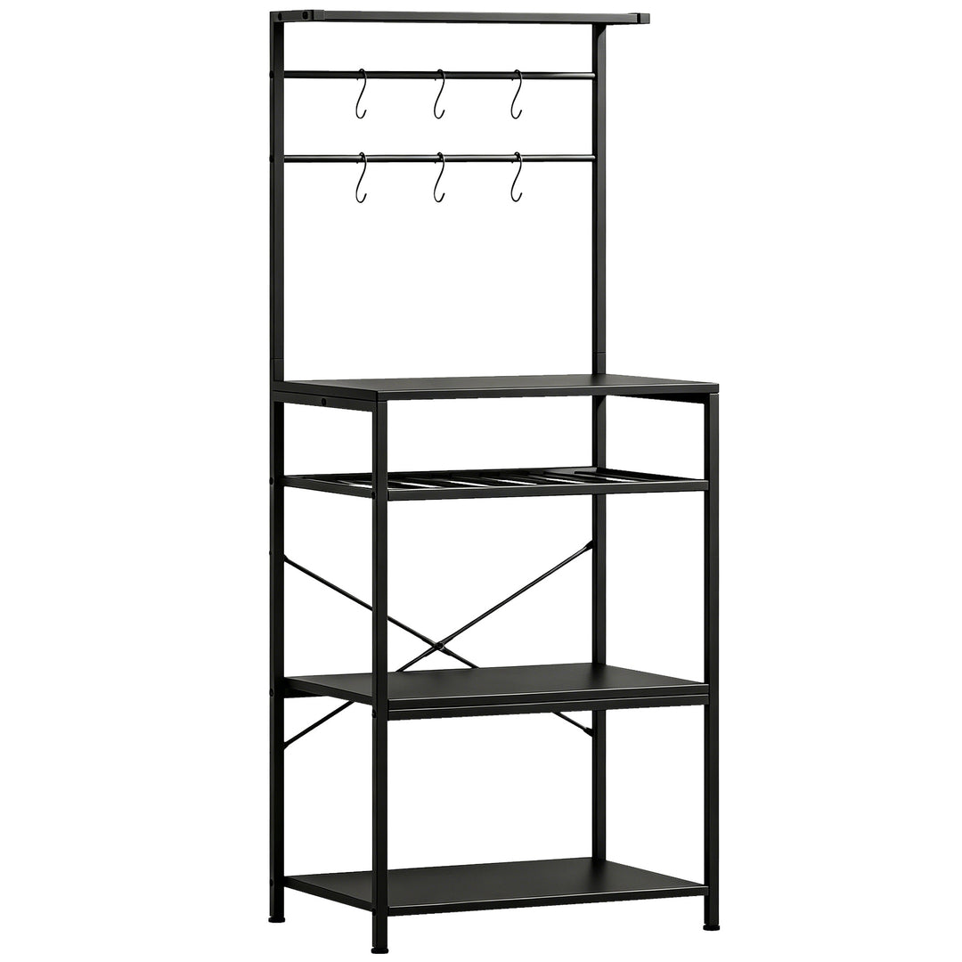 Freestanding Shelving Unit, Industrial Storage Shelf with 6 Hooks and 