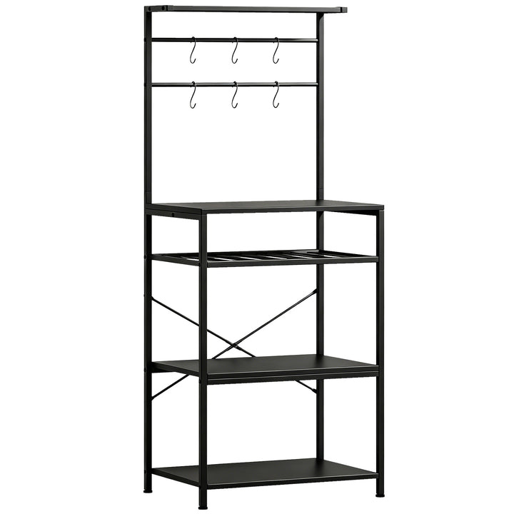 Freestanding Shelving Unit, Industrial Storage Shelf with 6 Hooks and 