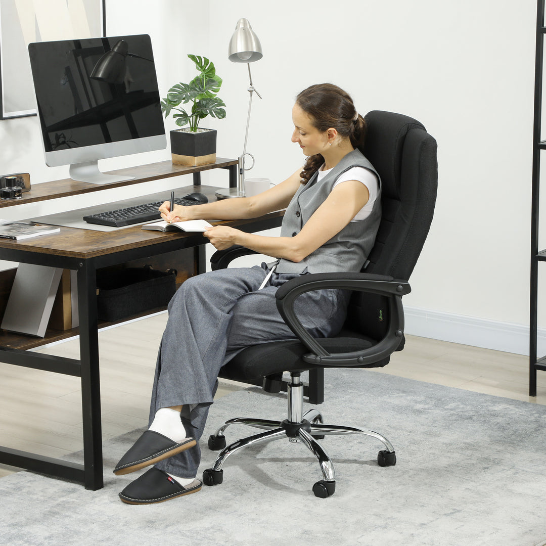 Linen-Look Swivel Office Chair - Black