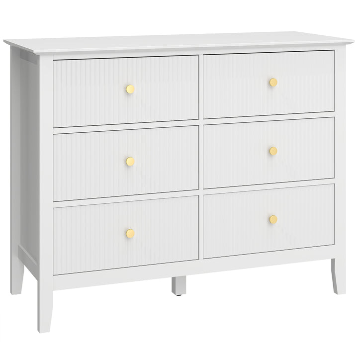 Fluted Dresser, 6 Drawer Chest of Drawers for Bedroom, Living Room, Hallway, Closet