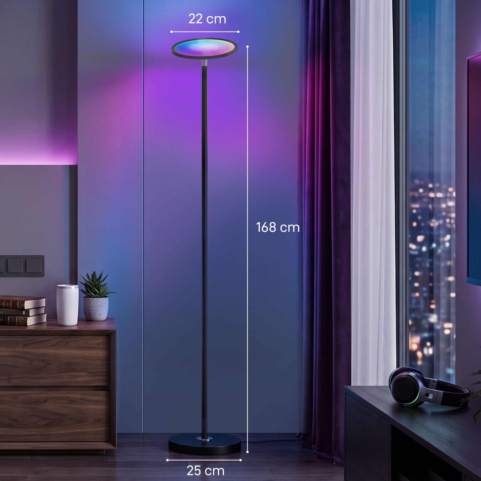 Uplighter Floor Lamp with Tuya App and Music Sync, Standing Lamp with 