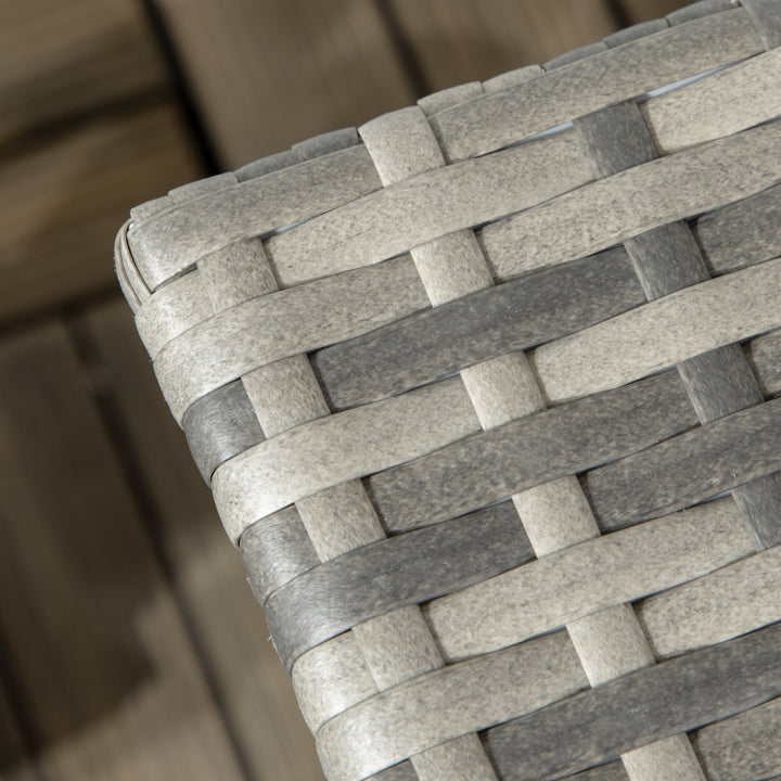 Rattan Side Table, Outdoor Coffee Table with Plastic Board Under the Full Woven Table Top for Patio, Garden, Balcony, Mixed Grey