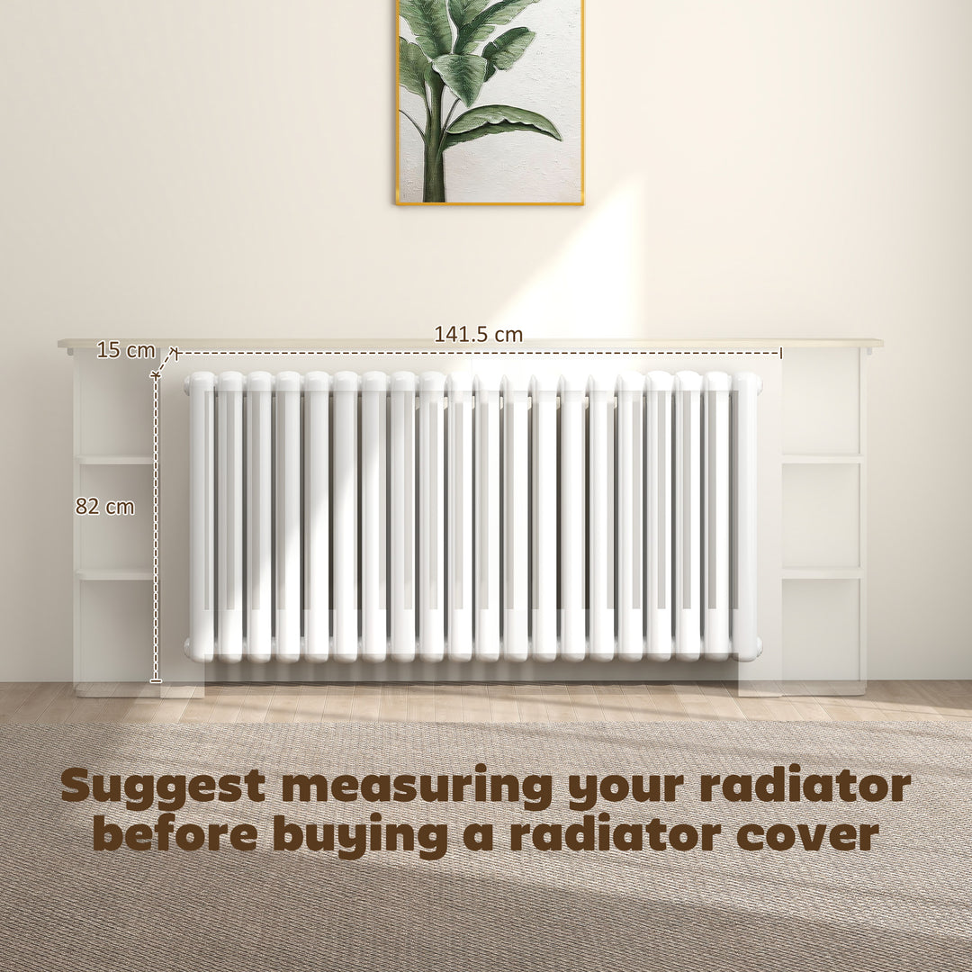 MCL Radiator Cover with Open Storage Shelves, Vertical Slatted Cabinet Shelf Heater Cover for Living Room, Hallway, Extra Large, White (H: 83 / W: 191 / D: 19 cm)
