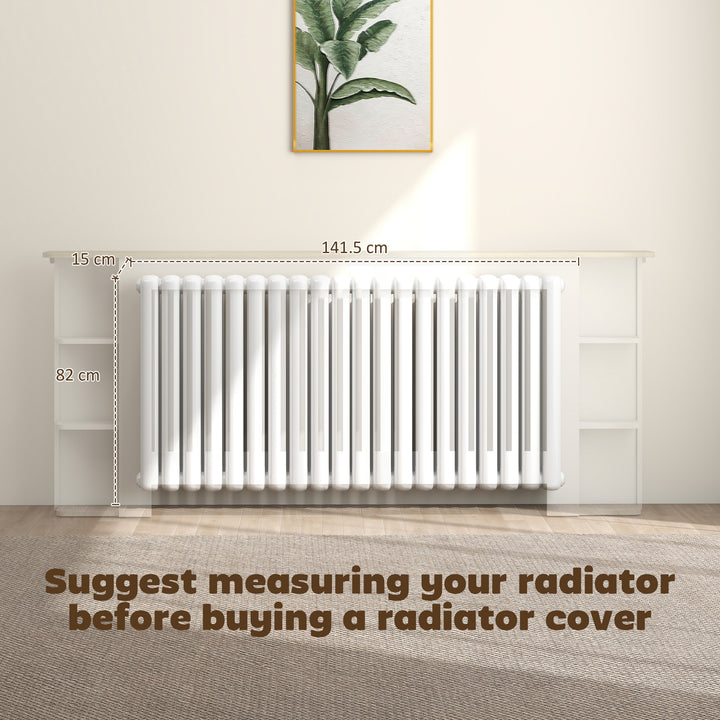 MCL Radiator Cover with Open Storage Shelves, Vertical Slatted Cabinet Shelf Heater Cover for Living Room, Hallway, Extra Large, White (H: 83 / W: 191 / D: 19 cm)