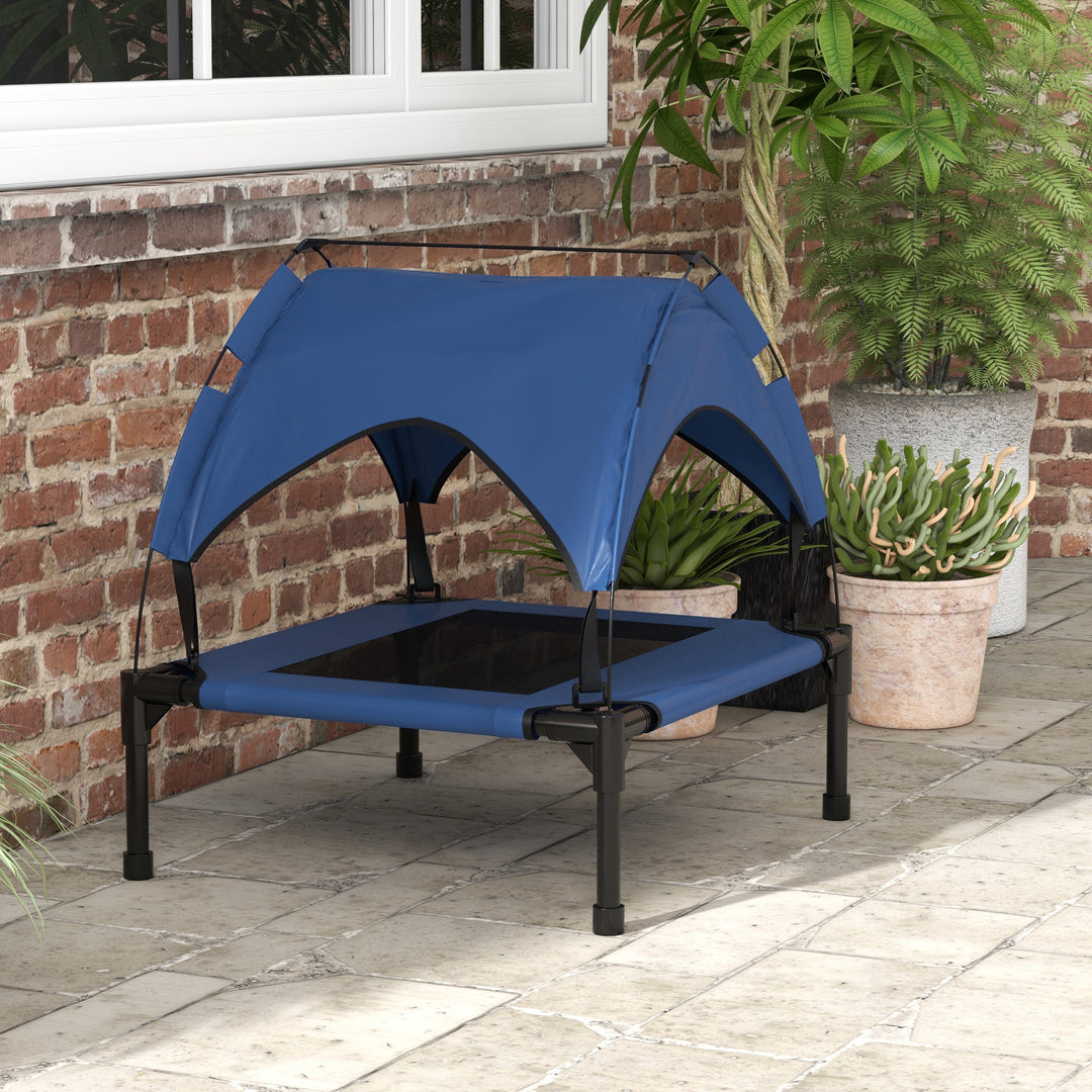 Cooling Raised Pet Bed w/ Washable Breathable Mesh, for Small Medium Dogs, 76 x 61 x 69.5cm - Dark Blue