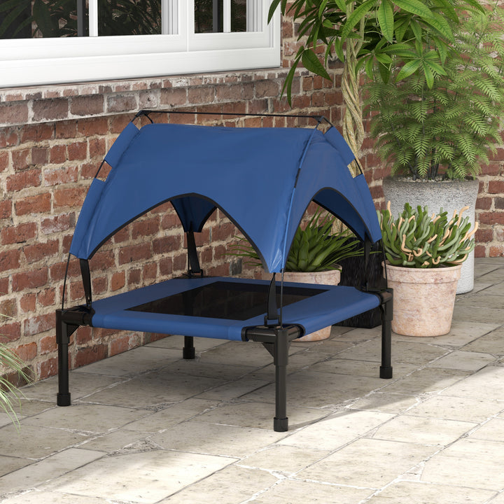 Cooling Raised Pet Bed w/ Washable Breathable Mesh, for Small Medium Dogs, 76 x 61 x 69.5cm - Dark Blue