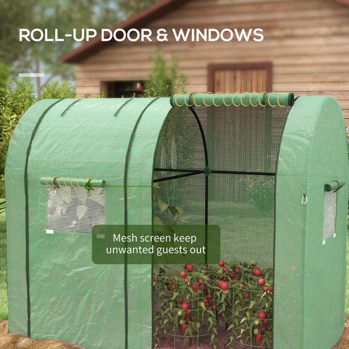 Tomato Greenhouse, Garden Growhouse with 2 Roll-up Doors and 4 Mesh Windows, Portable Indoor Outdoor Green House, 185 x 94 x 150cm, Green