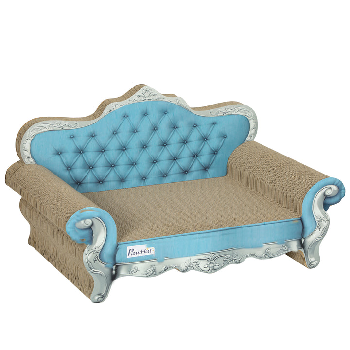 2-in-1 Cat Scratcher with Catnip for Indoor Cats, Light Blue