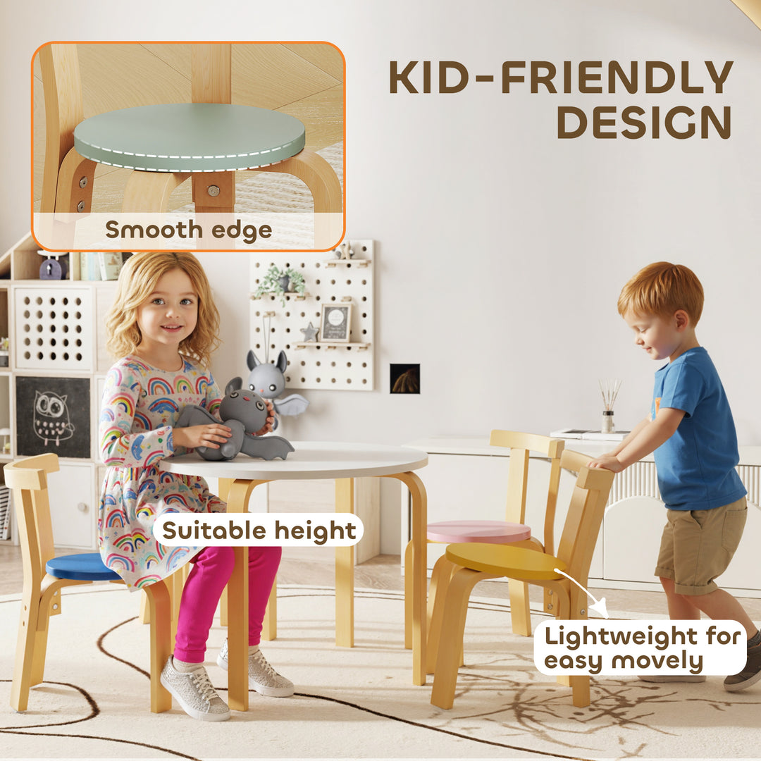 5 Piece Kids Table and Chairs Set, Wooden Toddler Table and Chairs Set for Nursery, Playroom, Classroom, for 3-8 Years