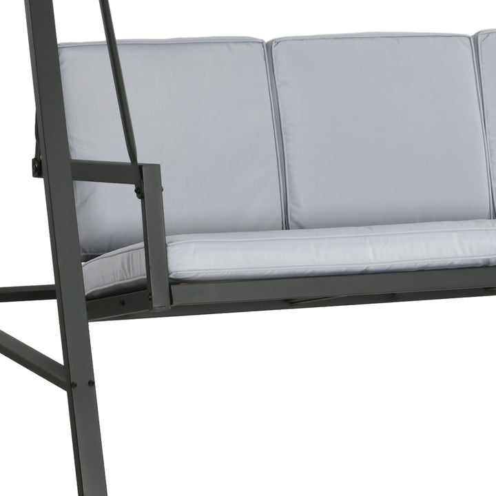 Three-Seat Garden Swing Chair, with Adjustable Canopy - Grey