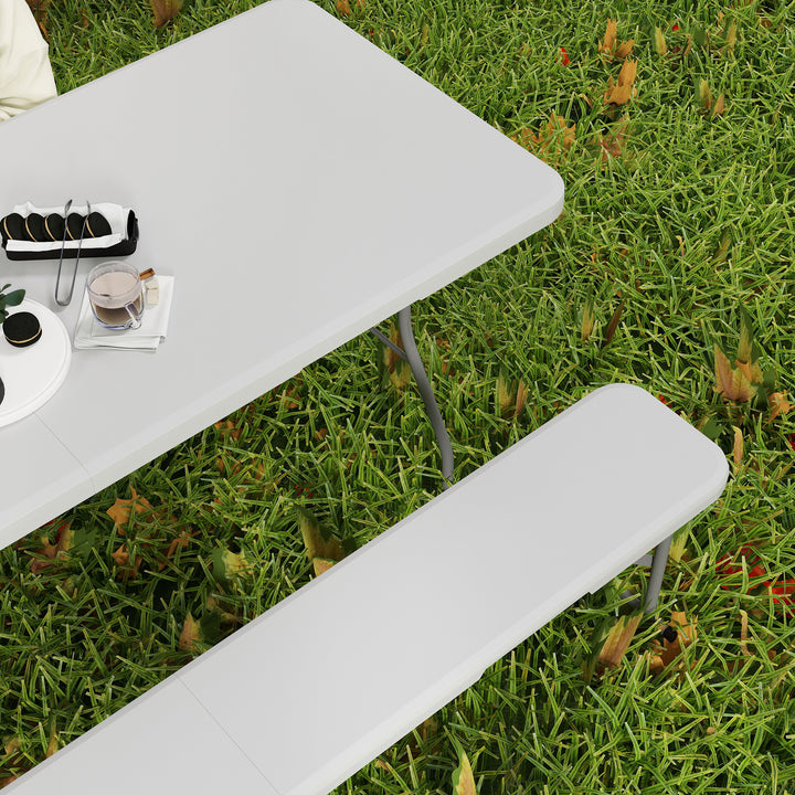 Three-Piece Folding Picnic Table and Bench Set - White