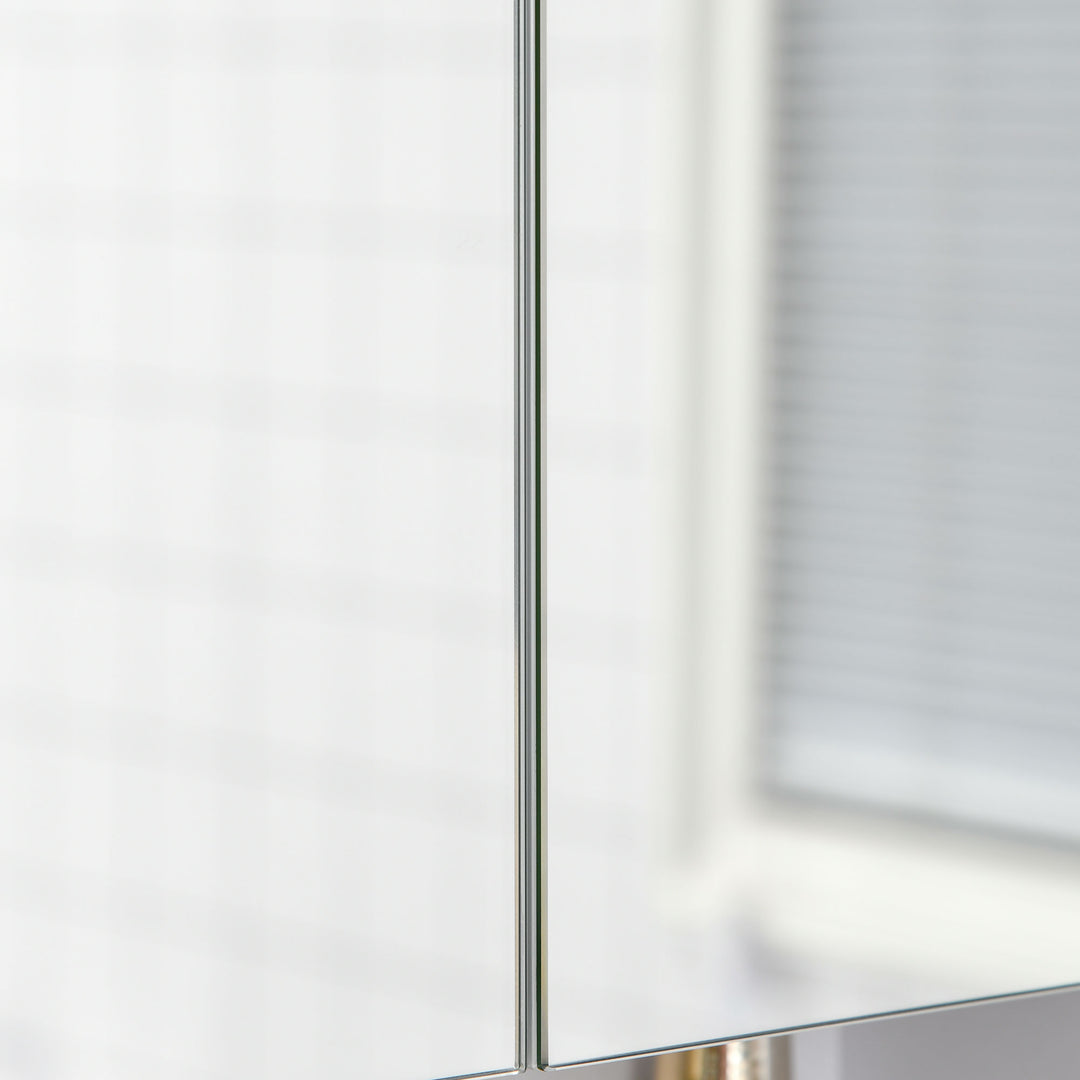 Bathroom Cabinet with Mirror, Wall Mounted Bathroom Mirror Cabinet with Adjustable Shelf, 2 Doors Storage Cupboard, White