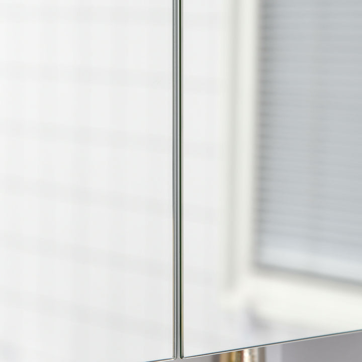 Bathroom Cabinet with Mirror, Wall Mounted Bathroom Mirror Cabinet with Adjustable Shelf, 2 Doors Storage Cupboard, White