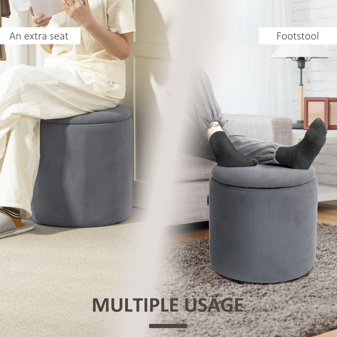 Set of Two Corduroy Storage Ottomans - Grey
