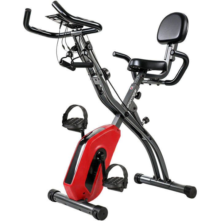 4-In-1 Folding Exercise Bike with Resistance Bands, Bluetooth App, 8-L